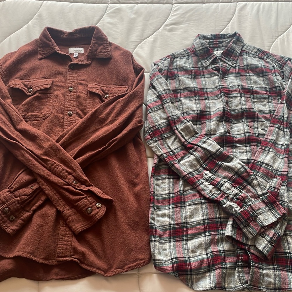 Lot of 2 Small Mens Flannels - Sonoma and Croft & Barrow